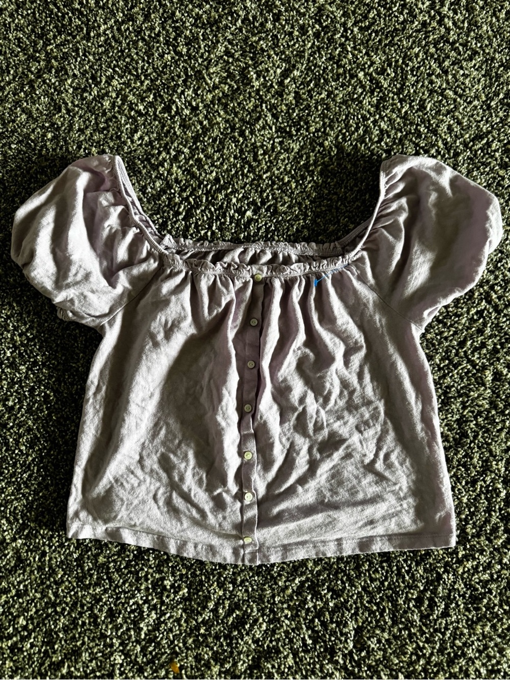 American Eagle Outfitters Lavender Puff Sleeve Crop Top